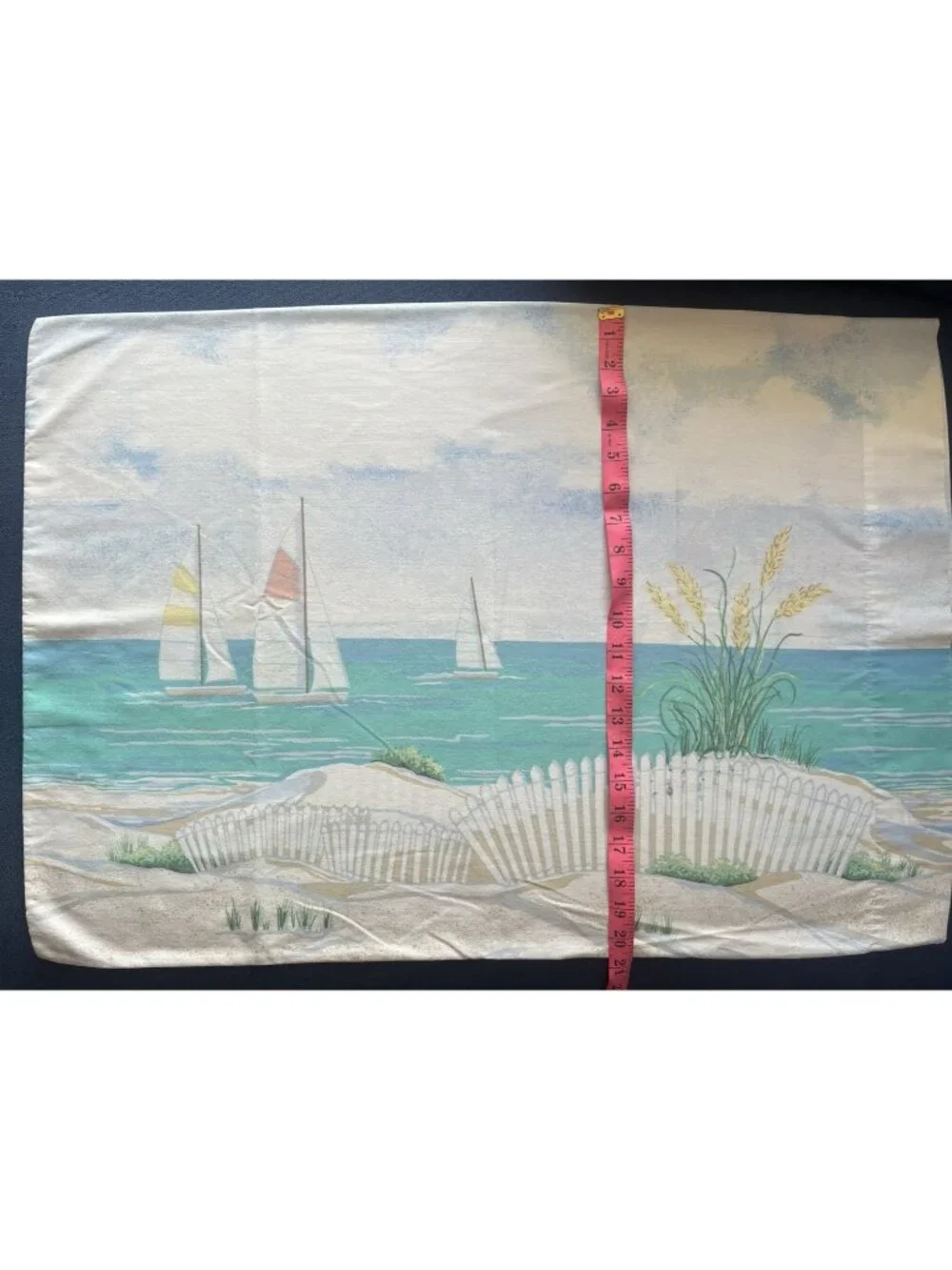SPRINGS Pillowcase PAIR Standard Beach House Sailboats Ocean Sea Oats 50% Cotton